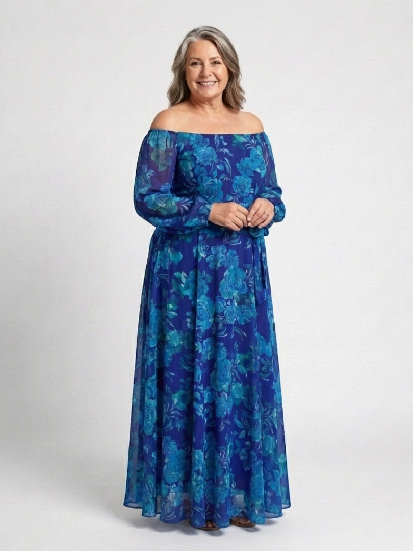 | Robe Maxi Fleurie a Épaules Dégagées Aspen