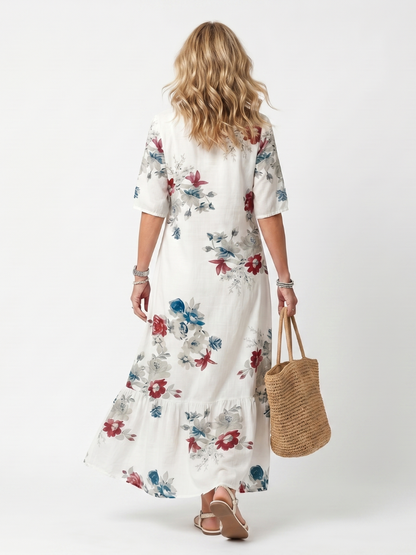 | Robe Midi Fleurie a Pompons Élina