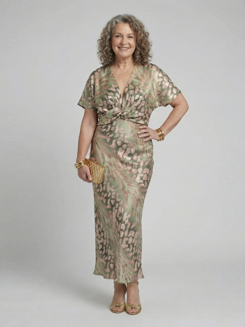| Robe Midi a Imprimé Abstrait Coralie