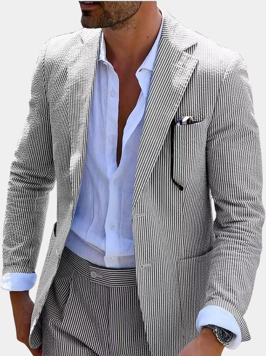 Conjunto de verano a rayas (pantalón + chaqueta)