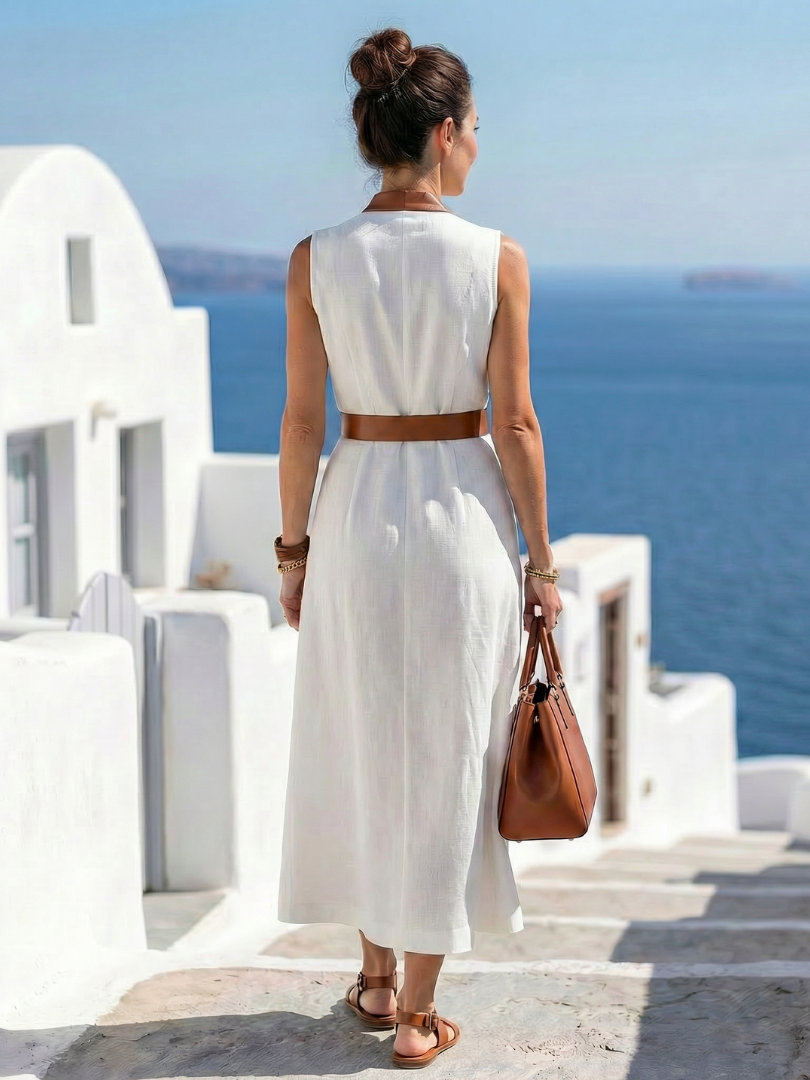 | Robe Midi a Lignes Contrastées Myra