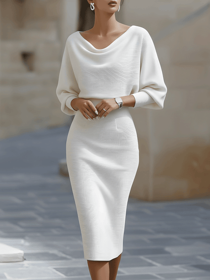 Clarisse | Vestido Midi Drapeado Elegante e Intemporal