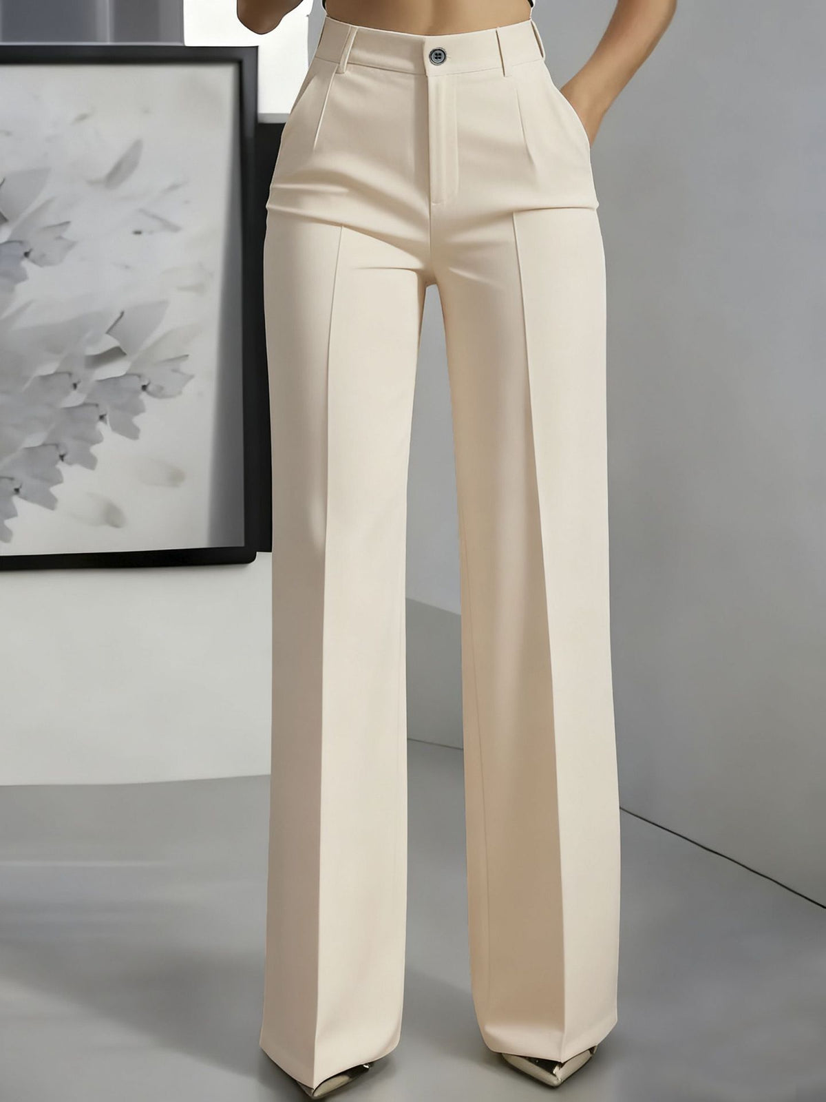 Ilyra – Pantalones de tiro alto en tejido elástico