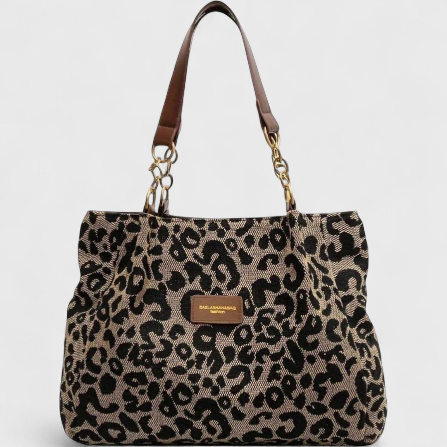 Bolso shopper de lona con estampado de leopardo