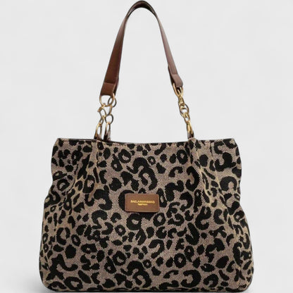 Bolso shopper de lona con estampado de leopardo