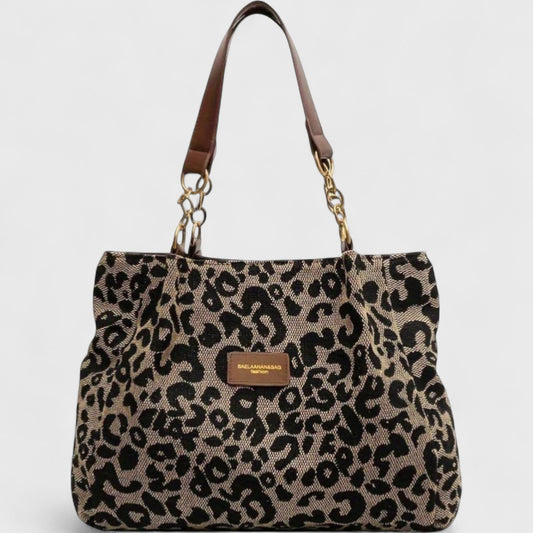 Bolso shopper de lona con estampado de leopardo