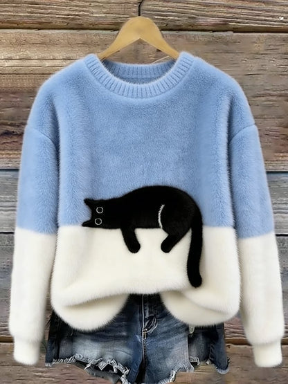 Tarcisio - Sudadera Mujer con Estampado de Gato