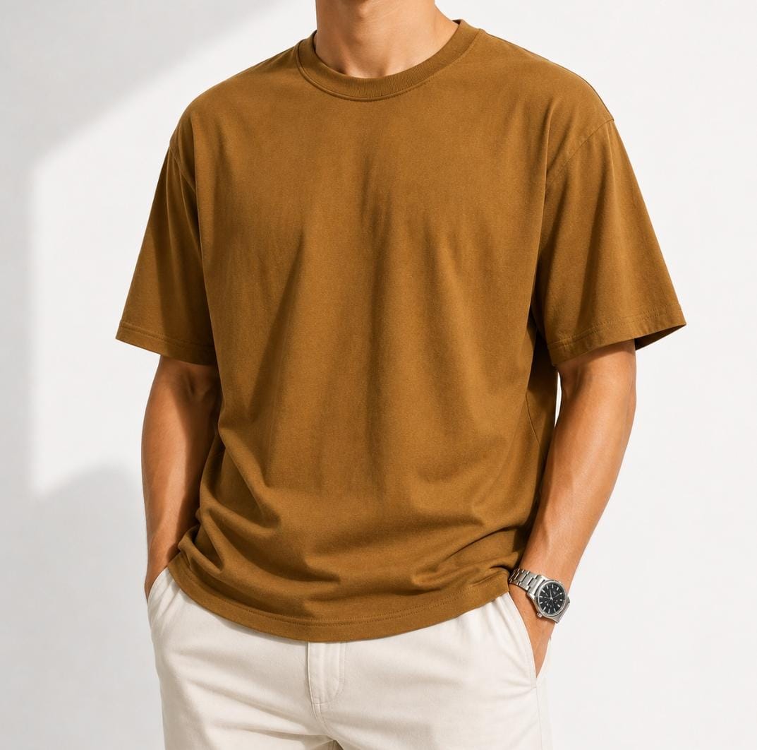 Camiseta Casual de Algodón 100% Pesado de Corte Regular