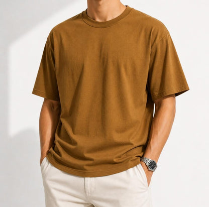 Camiseta Casual de Algodón 100% Pesado de Corte Regular