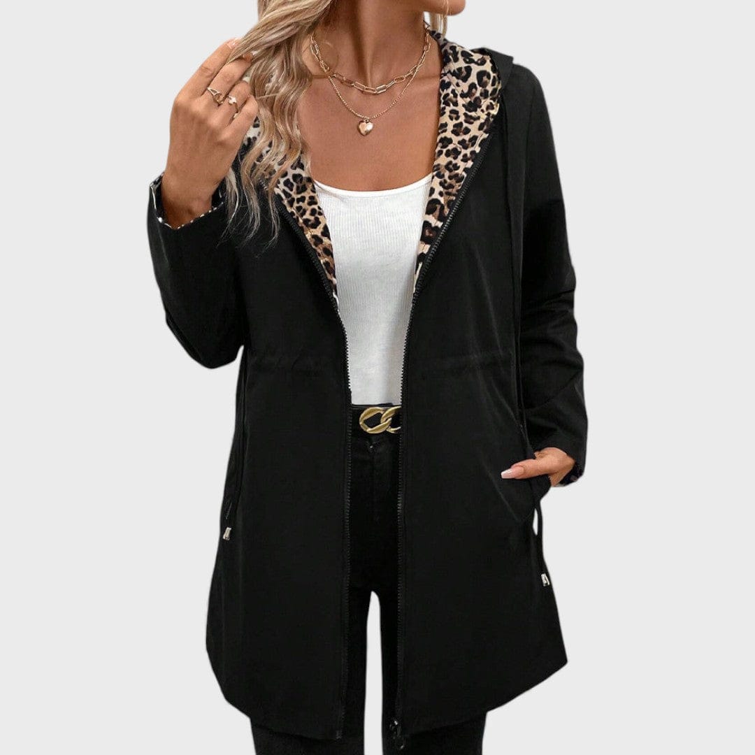 Leo - Abrigo reversible con capucha y estampado de leopardo