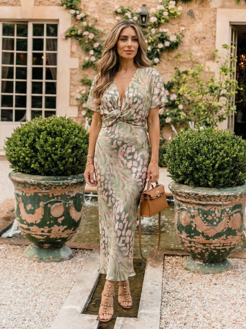 | Robe Midi a Imprimé Abstrait Coralie