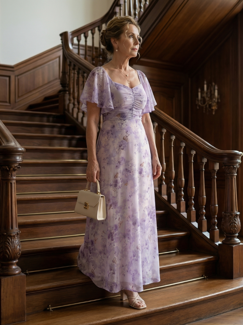 | Robe Midi a Manches Volantes Vaelis