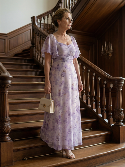 | Robe Midi a Manches Volantes Vaelis