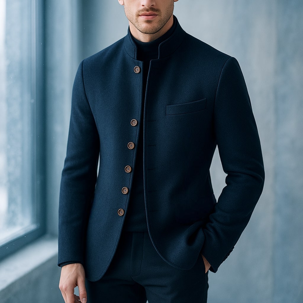 | VESTE EN LAINE AVEC COL DROIT