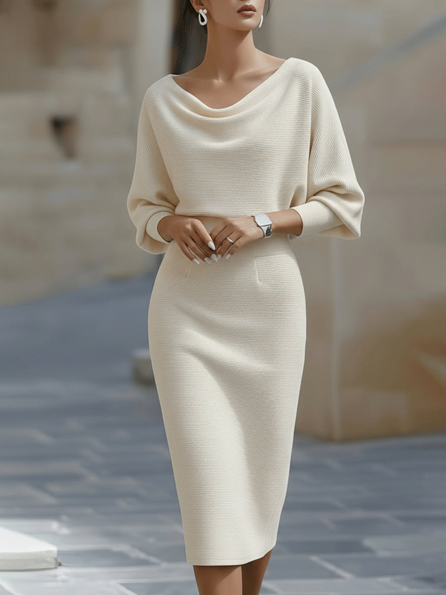 Clarisse | Vestido Midi Drapeado Elegante e Intemporal