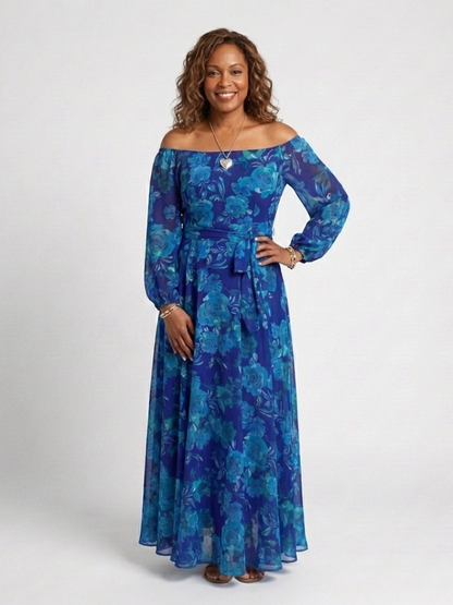 | Robe Maxi Fleurie a Épaules Dégagées Aspen