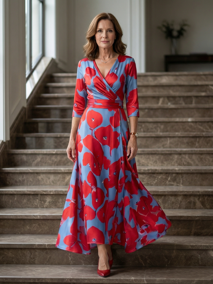 | Robe Midi Croisée a Col Celine
