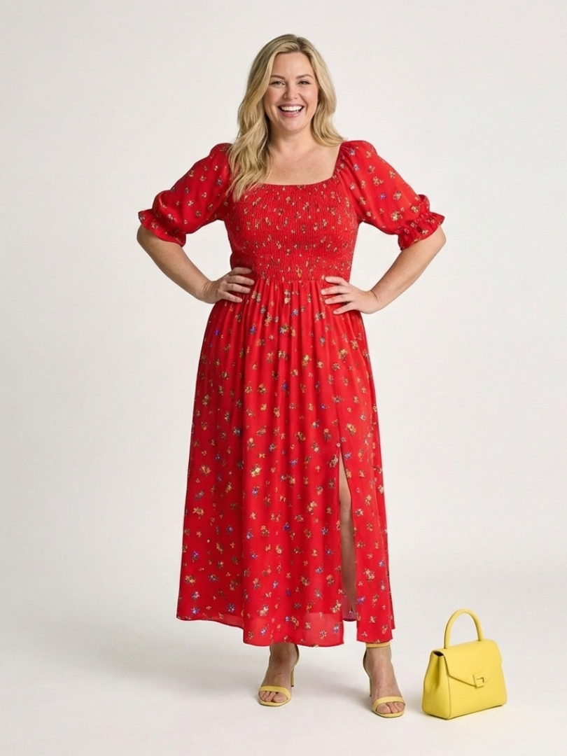 DLEACROIX | Robe Midi a Manches Boffantes Delphine