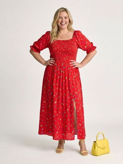 DLEACROIX | Robe Midi a Manches Boffantes Delphine