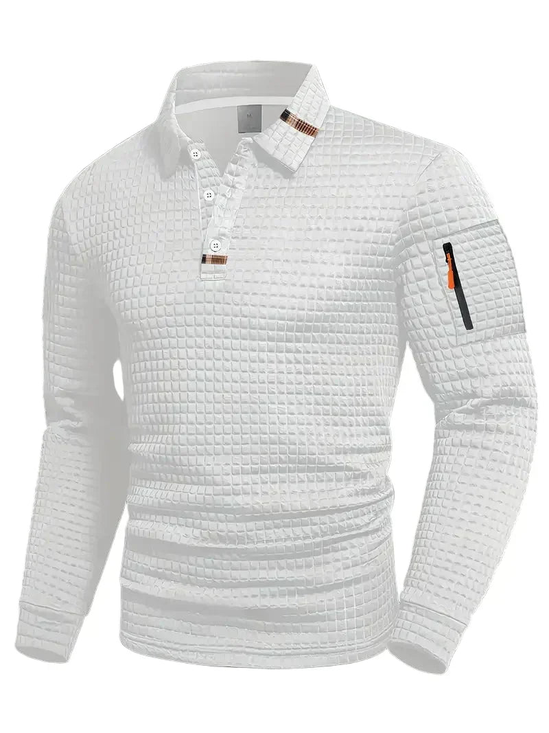 | POLO À MANCHES LONGUES TEXTURÉE