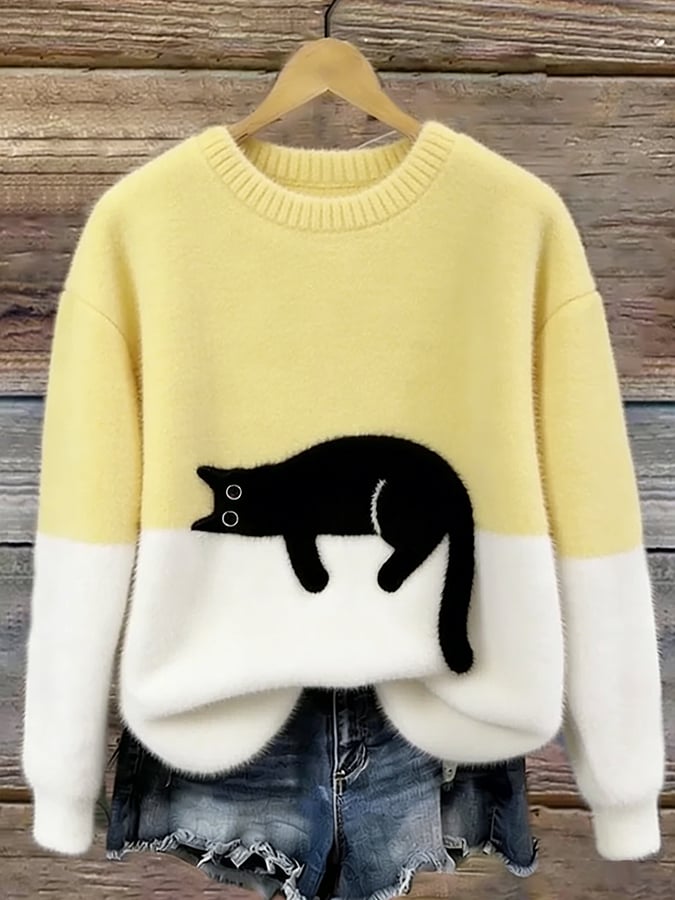 Tarcisio - Sudadera Mujer con Estampado de Gato