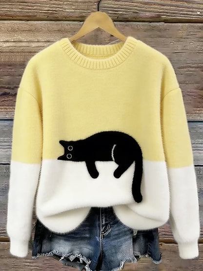 Tarcisio - Sudadera Mujer con Estampado de Gato