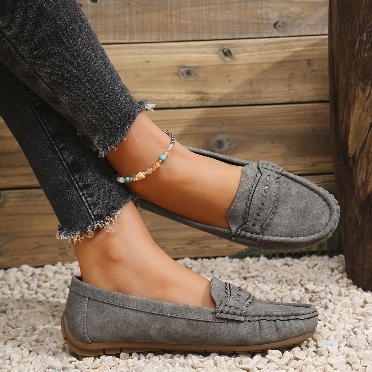 | Mocasines de Efecto Ante Festoneados Marie