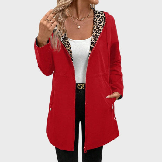 Leo - Abrigo reversible con capucha y estampado de leopardo