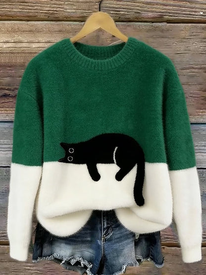 Tarcisio - Sudadera Mujer con Estampado de Gato