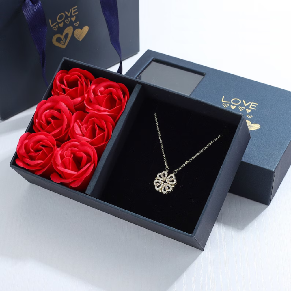 Trèflette™ — Collar Colgante Trébol Cristales Estuche Regalo