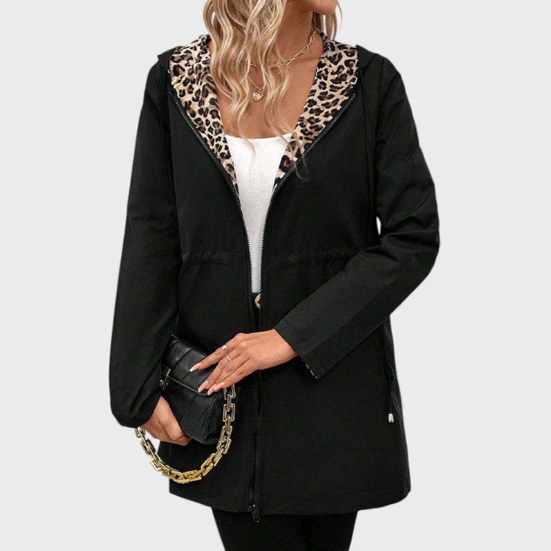 Leo - Abrigo reversible con capucha y estampado de leopardo