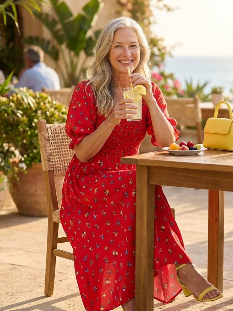 DLEACROIX | Robe Midi a Manches Boffantes Delphine