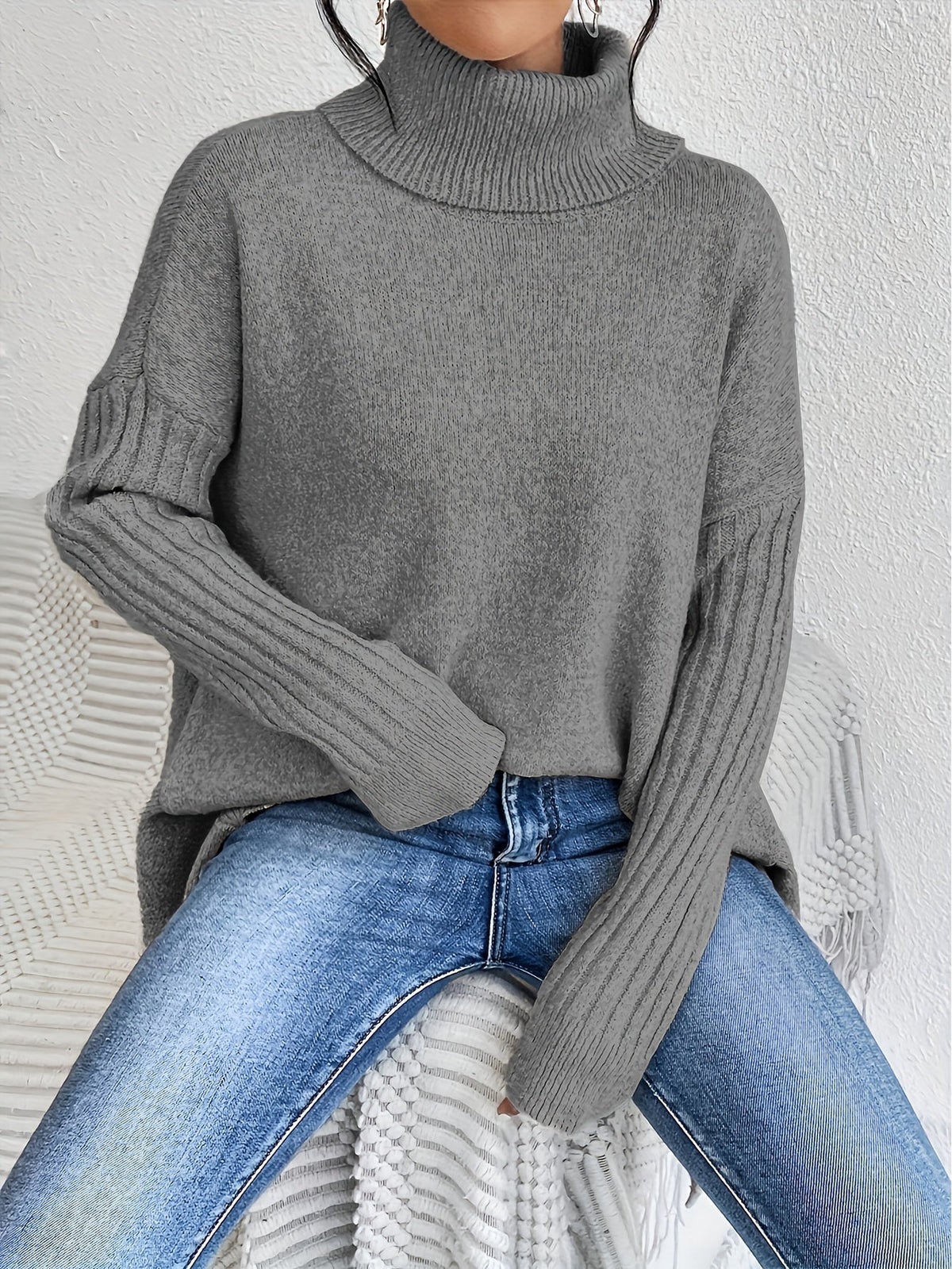 Leina | Jersey de Cuello Vuelto Suave y Relajado
