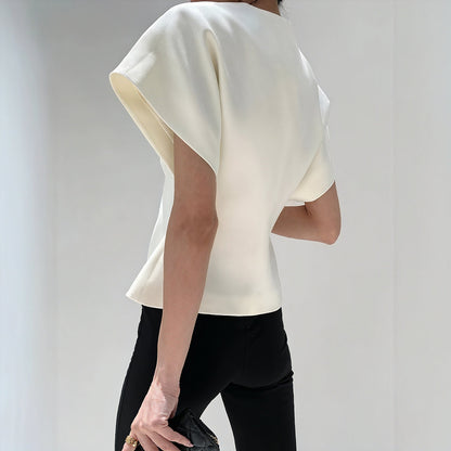 Nicoletta – Top Elegante con Detalle Nudo y Mangas Estructuradas