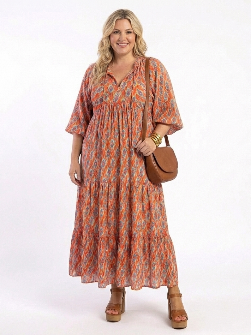 | Robe Midi Géométrique a Volants Chloé