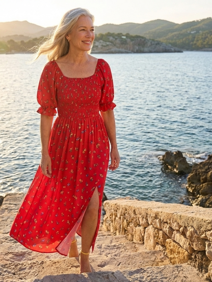 DLEACROIX | Robe Midi a Manches Boffantes Delphine