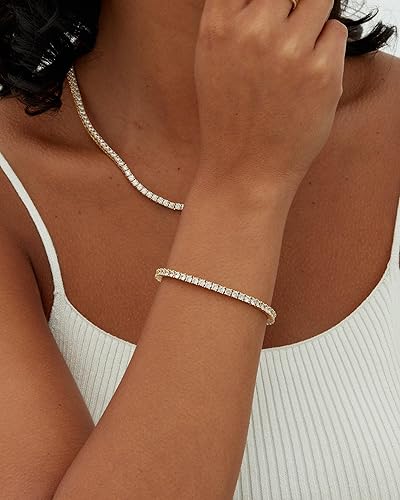 Pulsera de Tenis Chapada en Oro con Moissanita