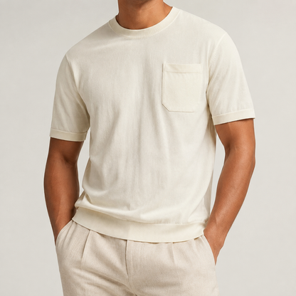 Camiseta Slim Fit con Bolsillo en el Pecho de Algodón 100% Peinado