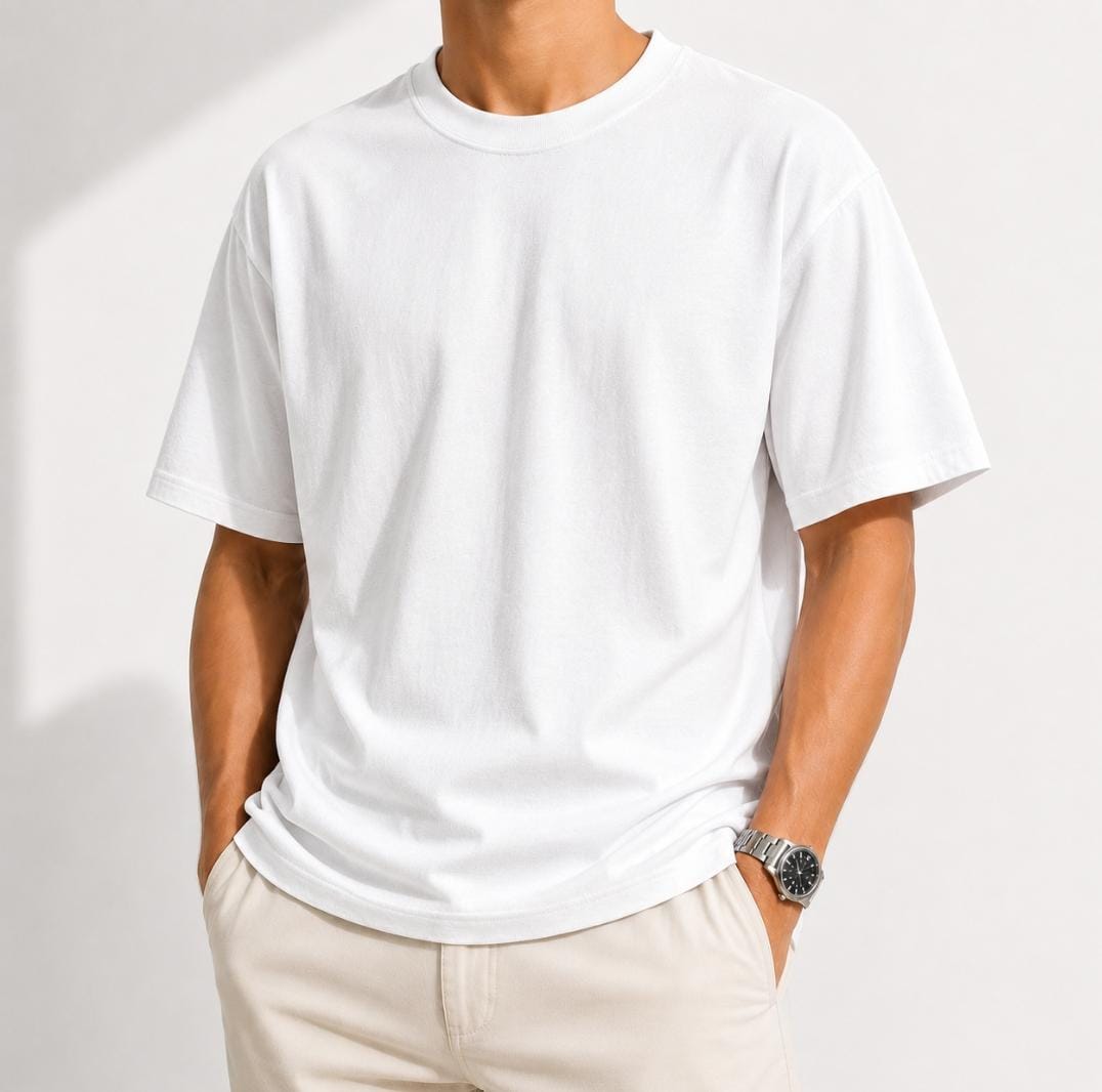 Camiseta Casual de Algodón 100% Pesado de Corte Regular