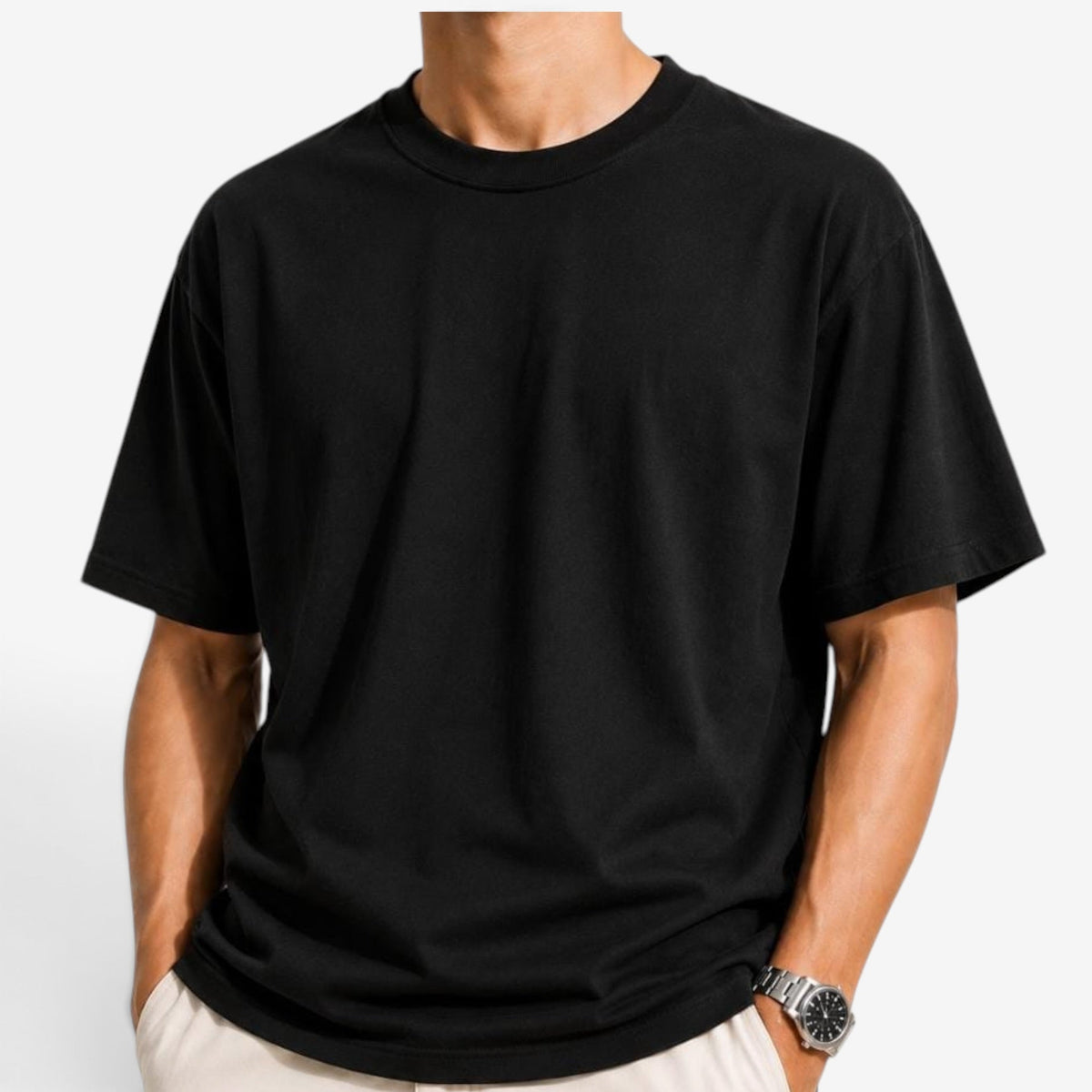 Camiseta Casual de Algodón 100% Pesado de Corte Regular