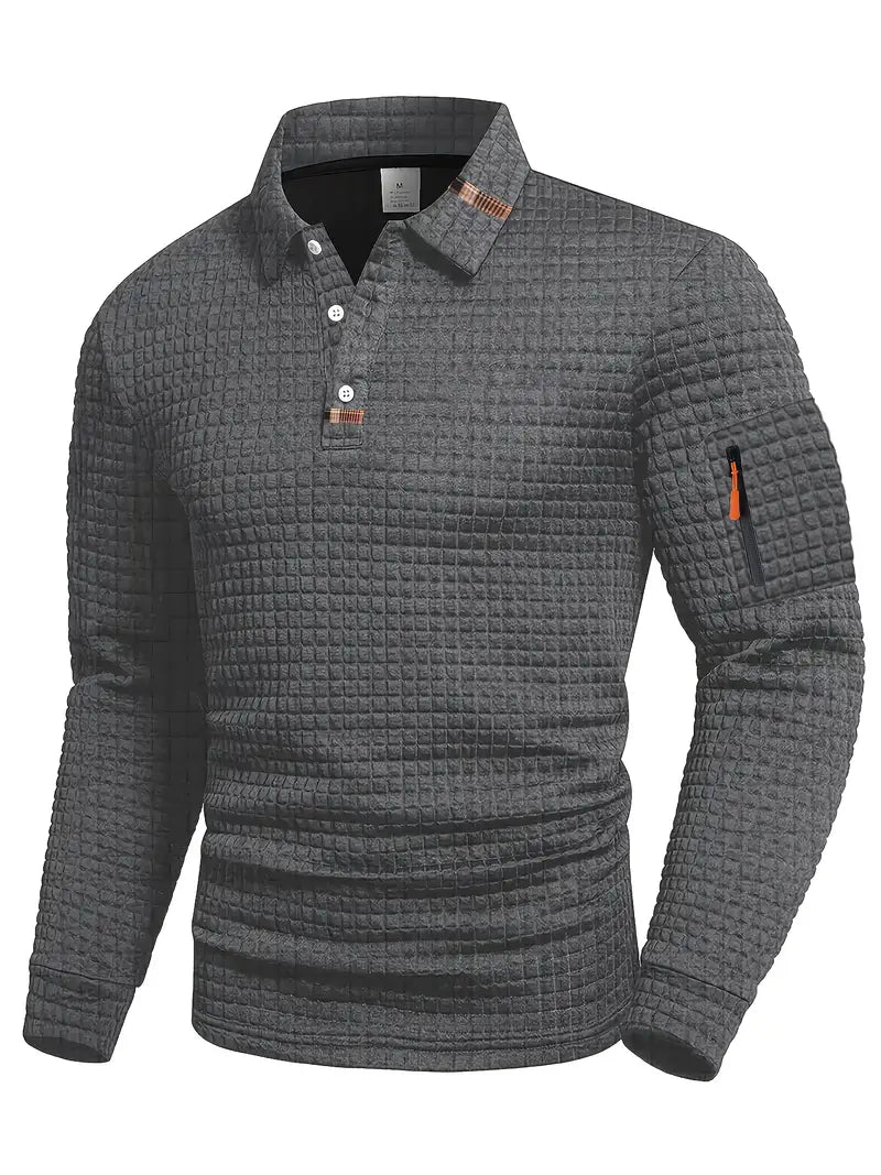 | POLO À MANCHES LONGUES TEXTURÉE