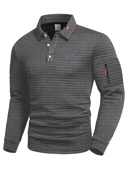 | POLO À MANCHES LONGUES TEXTURÉE