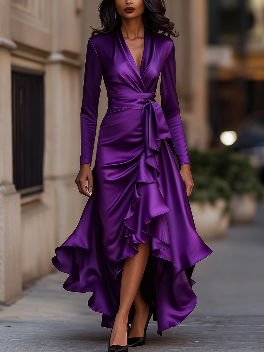 Mathilde | Vestido Cruzado Satinado Elegancia Intemporal