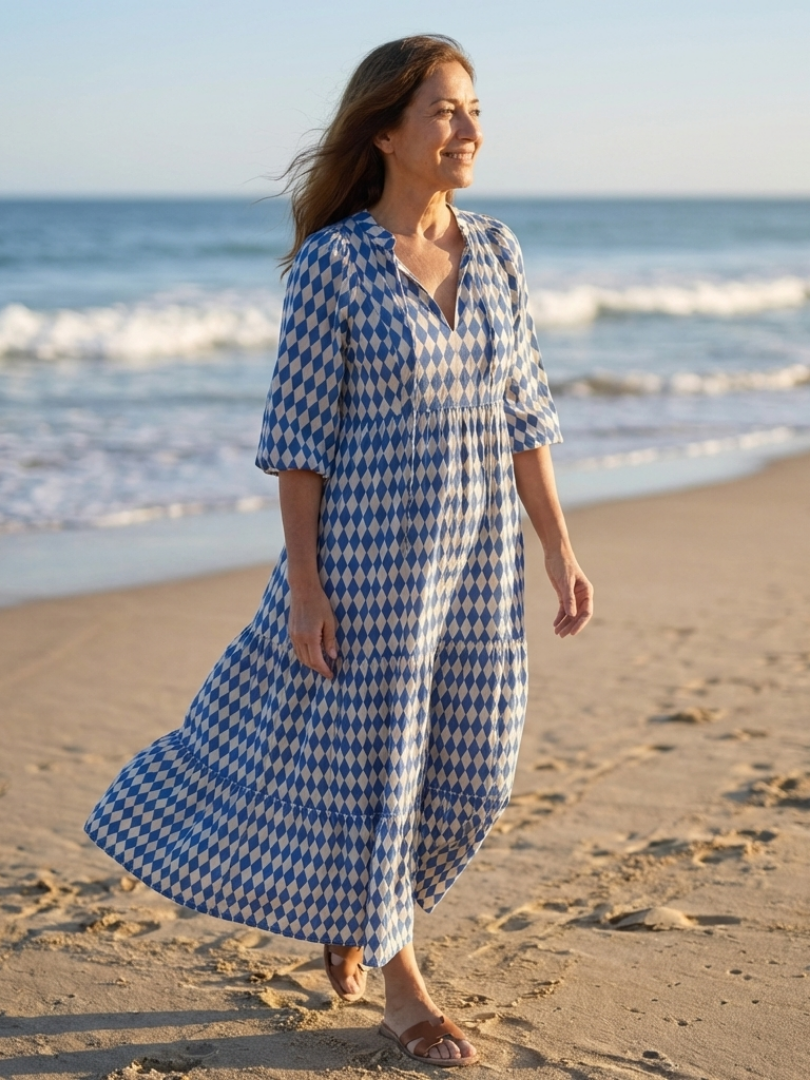 | Robe Midi a Imprimé Diamant Elodie