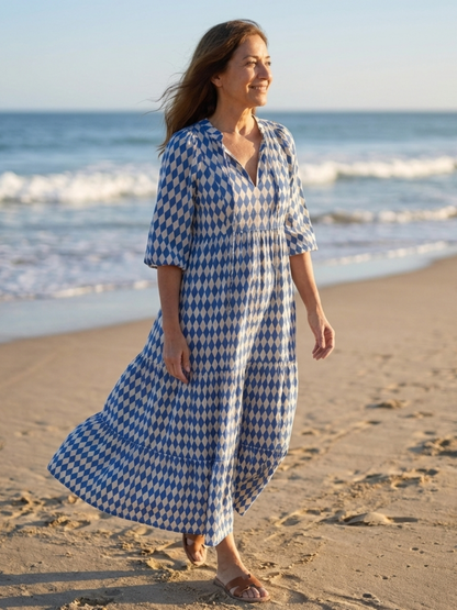 | Robe Midi a Imprimé Diamant Elodie