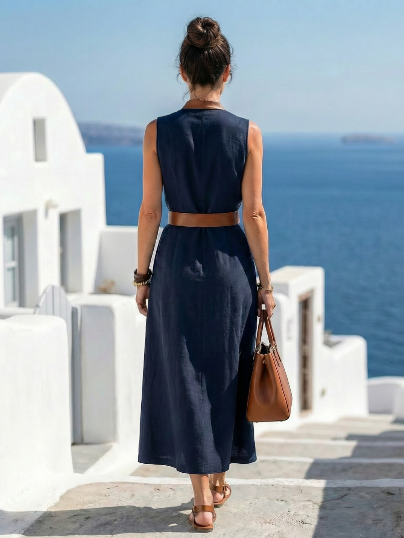 | Robe Midi a Lignes Contrastées Myra