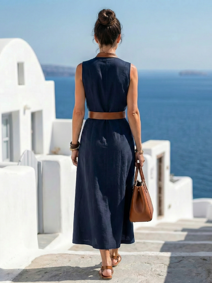 | Robe Midi a Lignes Contrastées Myra