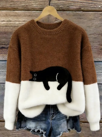 Tarcisio - Sudadera Mujer con Estampado de Gato