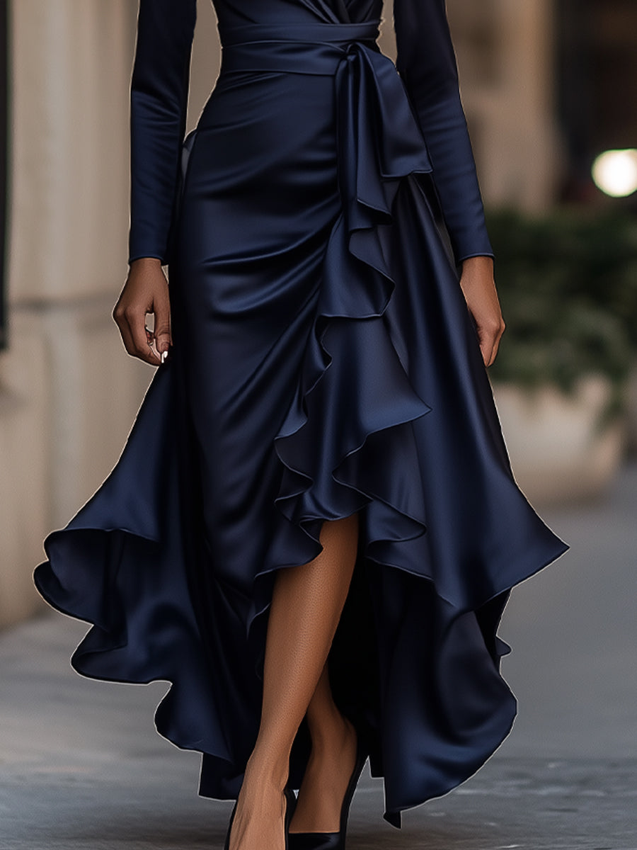 Mathilde | Vestido Cruzado Satinado Elegancia Intemporal
