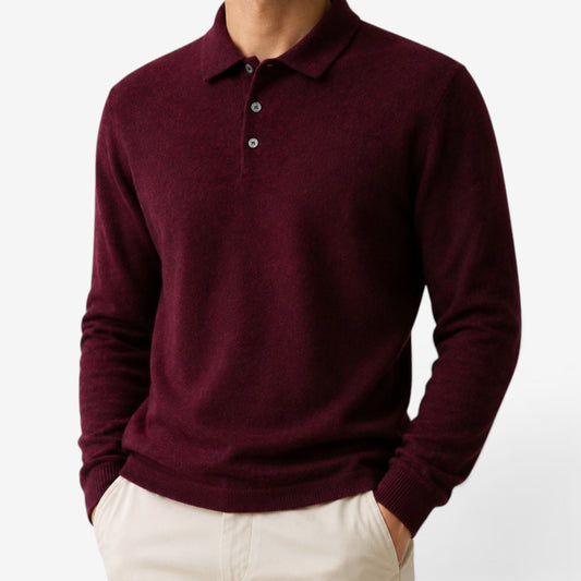 Pullóver Polo Elástico de Lana 100% para Negocios Casual